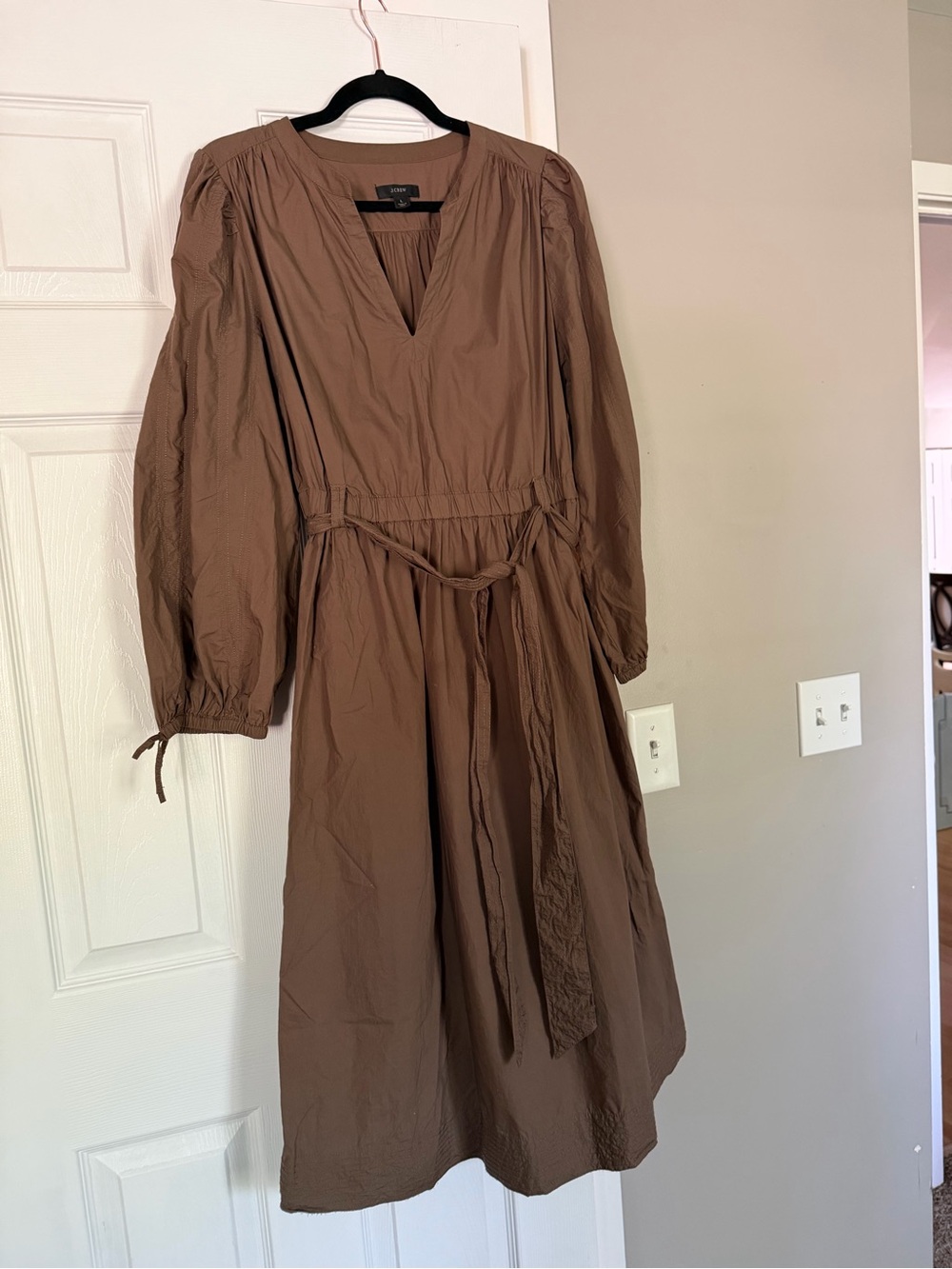 Jcrew Brown Long Belted Maxi Dress Long Sleeve Modest - Picture 4 of 6